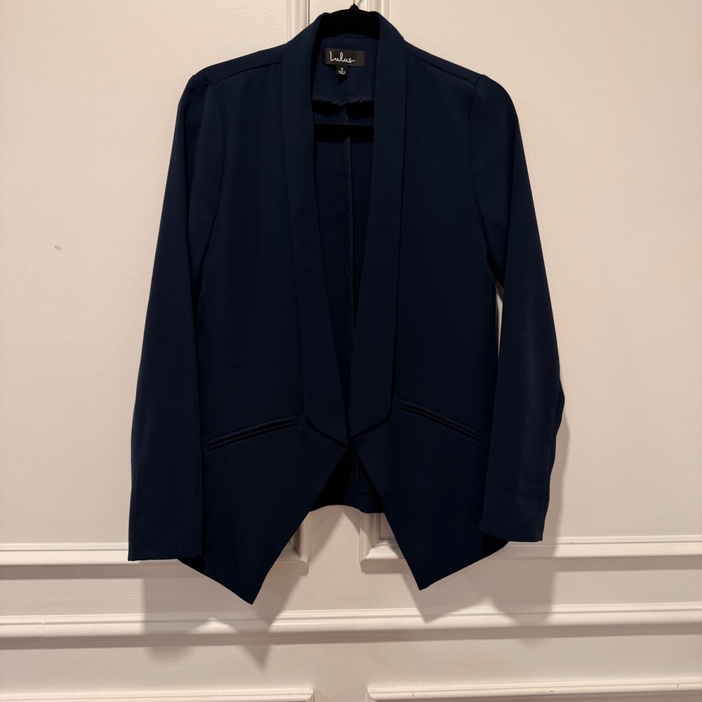 Lulus Women's S Navy Blue Open Front Blazer Jacket‎ Career